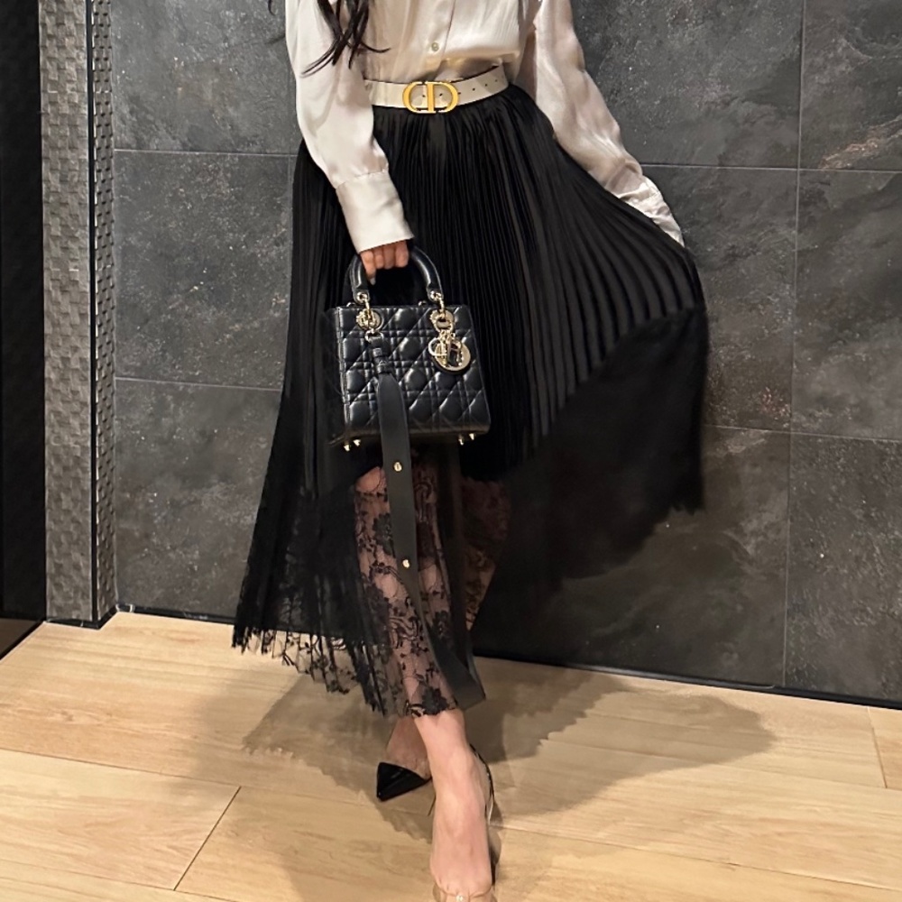 NEW LOST + WANDER genesis pleated midi skirt in black